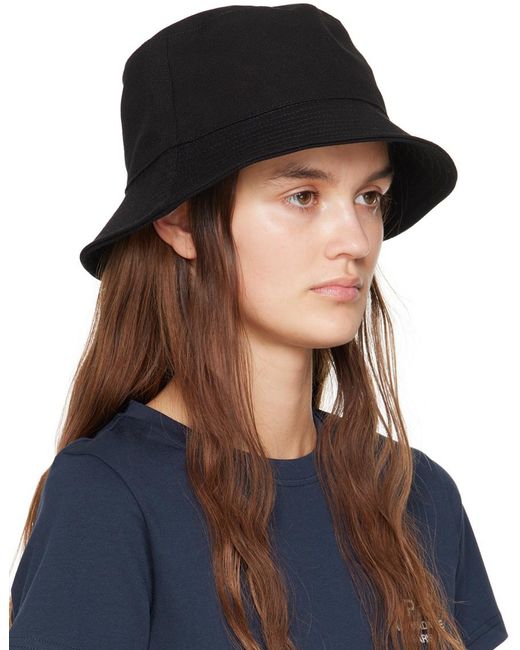 A.P.C. Black Logo-Embroidered Wide Brim Bucket Hat for men