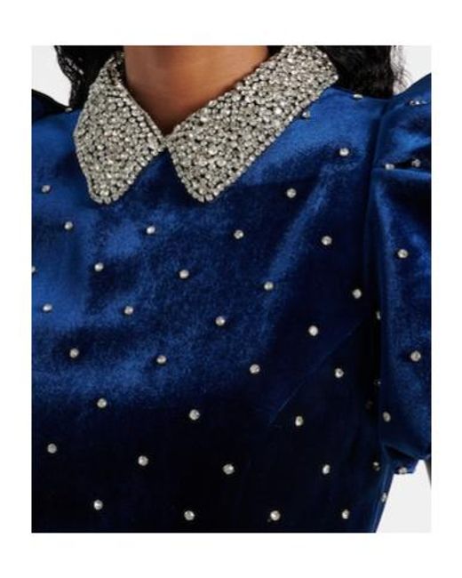 Rebecca Vallance Blue Vivicia Embellished Velvet Minidress