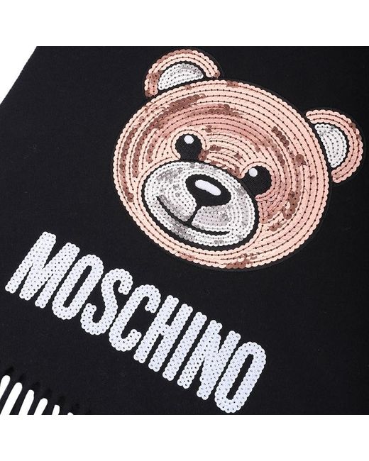 Moschino Black Logo Printed Scarf