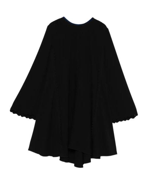 Forte Forte Black Scallop-Trimmed Flared Dress