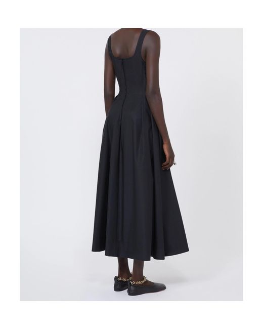 Sportmax Black Spxgiro Square Neck Sleeveless Midi Dress