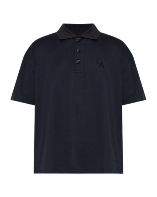 Giorgio Armani Blue Embroidered Logo Polo Shirt for men