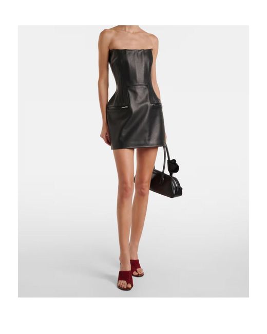 Magda Butrym Black Leather Bustier Minidress