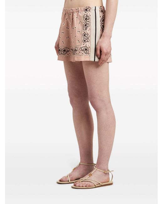 Palm Angels Natural Paisley-Printed Side Stripe Detailed Track Shorts