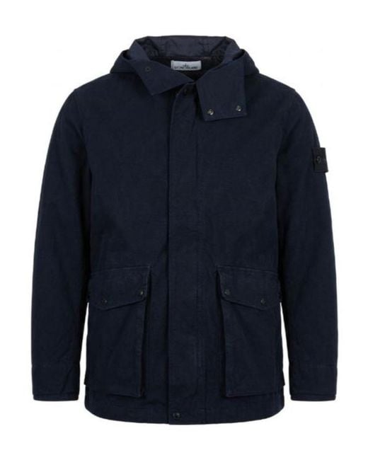 Stone Island Blue Logo Patch Hooded Jacket for men