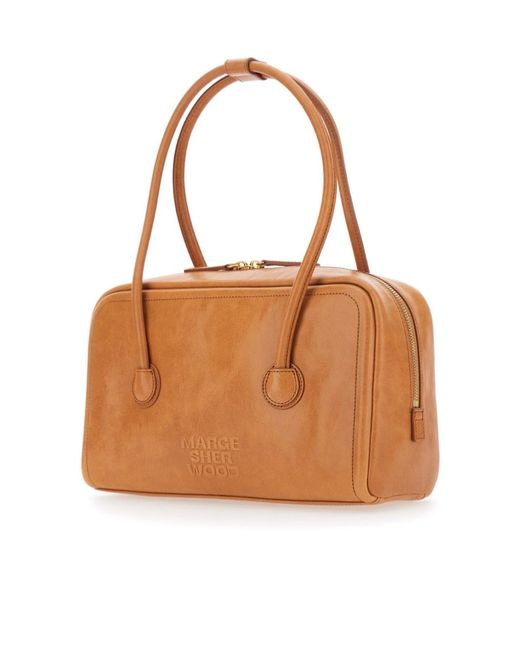 MARGE SHERWOOD Brown Soft Boston Small Shoulder Bag