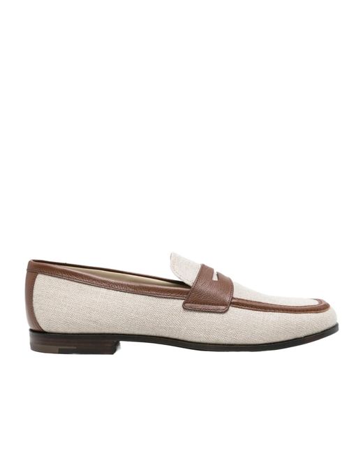 Church's White Panelled Leather-Trim Loafers for men