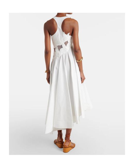 Zimmermann White Luna Patch-Appliqué Cotton Midi Dress