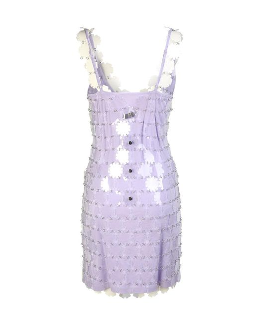 Rabanne Purple Sequin-Embellished Sleeveless Mini Dress