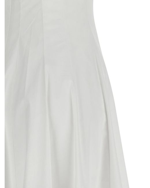 Staud White Wells Pleated Sleeveless Dress
