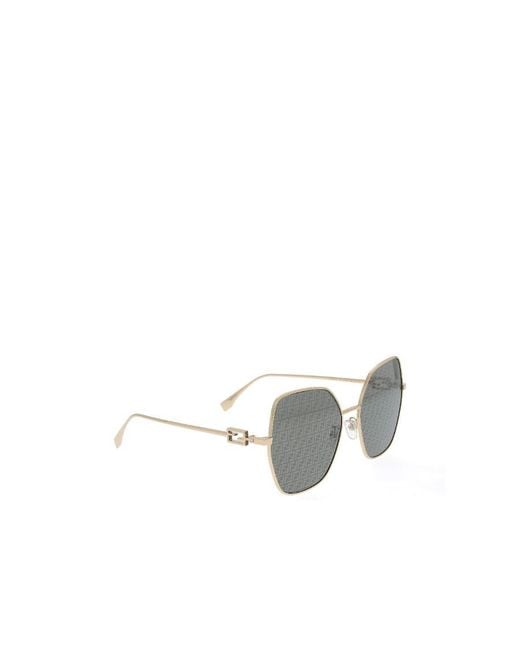 Fendi Gray Baguette Logo Butterfly Frame Sunglasses