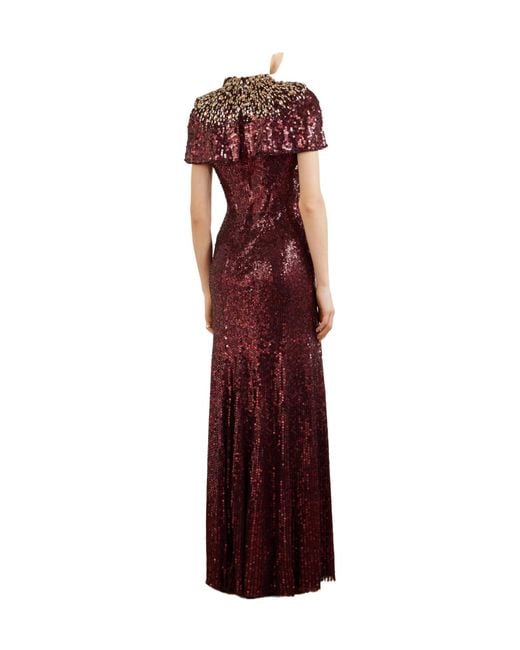 Jenny Packham Purple Sequined Crepe Gown