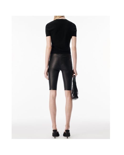 Alexander Wang Black Logo Short-Sleeve Knitted Top