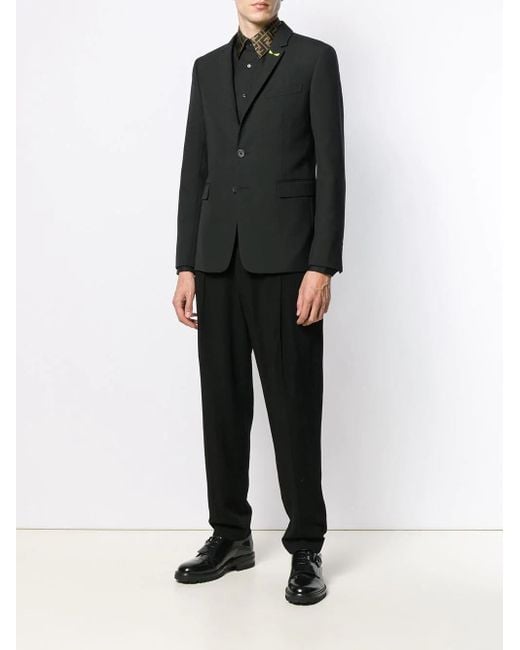 Fendi Black Long Sleeved Ff Jacquard Shirt for men