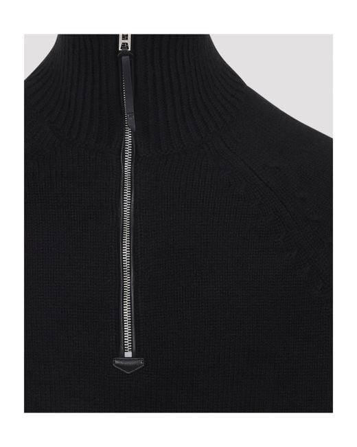 Tom Ford Black Half-Zip Sweater for men