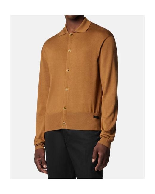 Versace Brown Collared Button-Up Cardigan for men