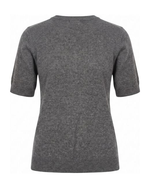 Not Shy Gray Short-Sleeve Cashmere Sweater