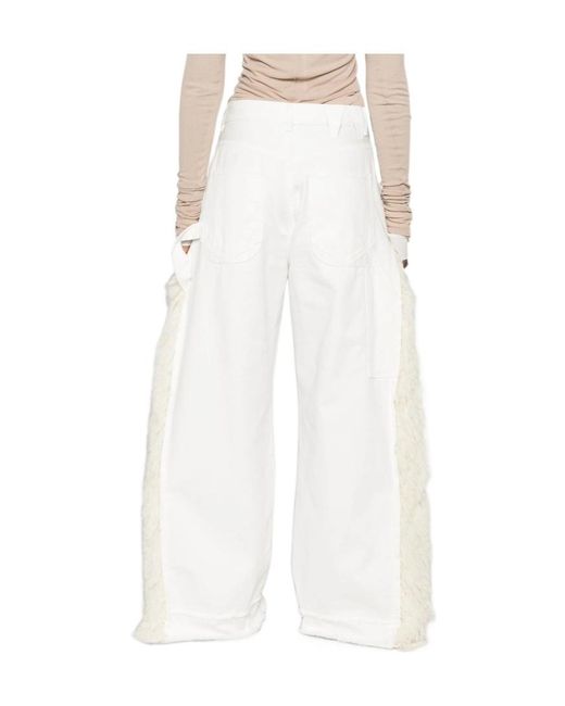 DARKPARK White Fringed Raw-Hem Jeans