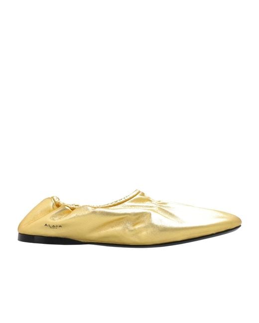 Alaïa Yellow Gathered Ballet Flats