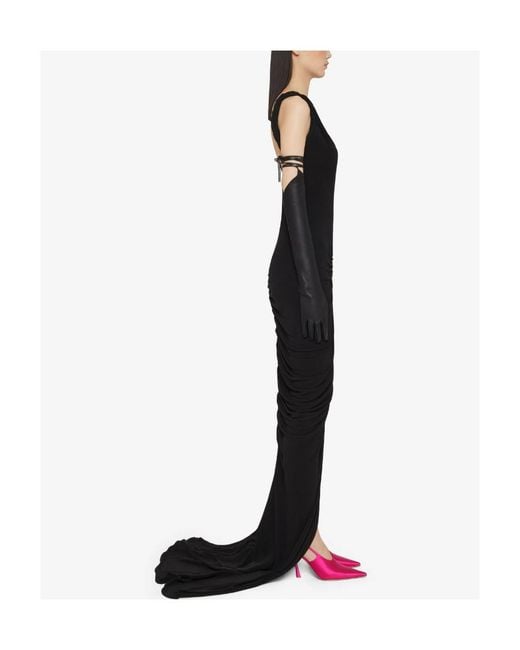 Givenchy Black Twisted Straps Ruched Dress