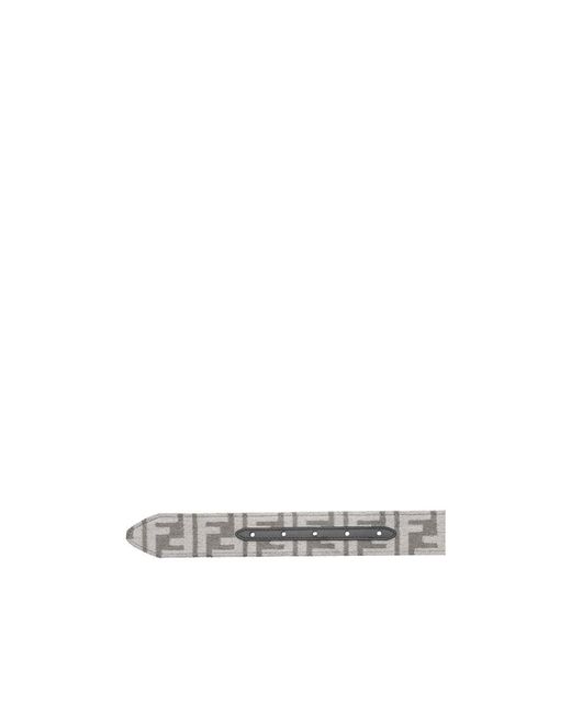 Fendi White Ff-Monogram Leather Belt