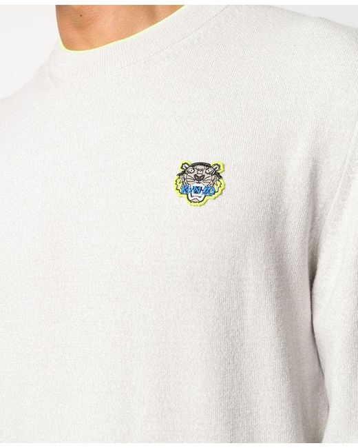 KENZO White Round-Necked Logo Pullover for men