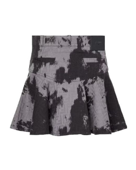 Fendi Gray Ff Animalier Denim Mini Skirt