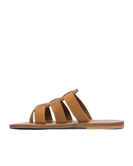 K. Jacques Brown Round-Toe Flip-Flops