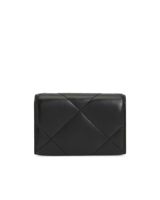 Tory Burch Black Quilted Flap Card Case Wallet