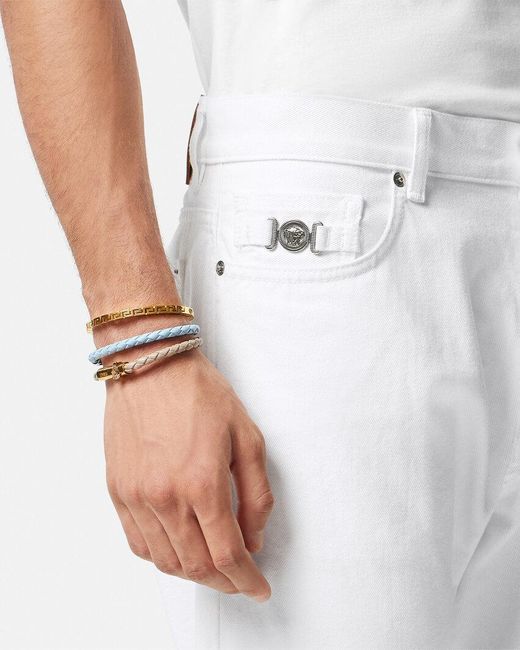 Versace White Logo Patch Straight-Leg Jeans for men