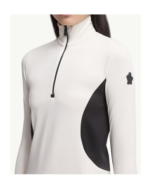 Moncler White Polartec Half-Zip Turtleneck