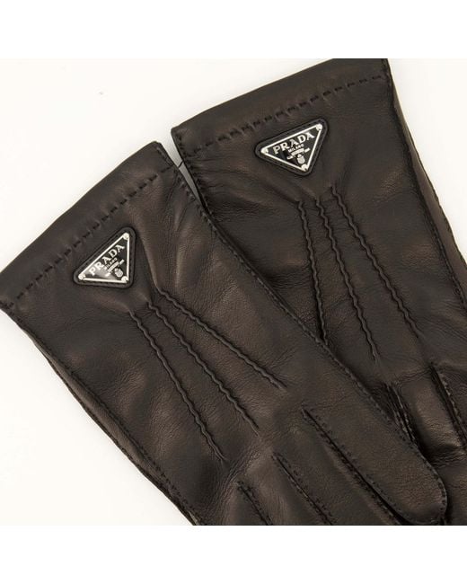 Prada Black Logo Gloves for men