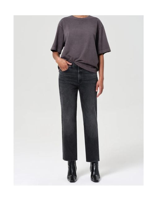 Agolde Gray Straight-Leg Jeans