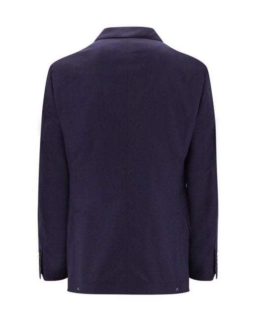 Brunello Cucinelli Blue Notched-Lapels Single Breasted Suit for men