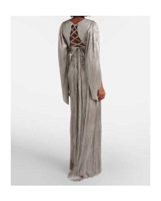 Maria Lucia Hohan Gray Alana Pleated Silk Tulle Gown
