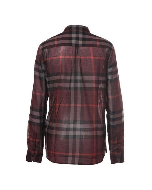 Burberry Purple Plaid Long-Sleeved Shirt