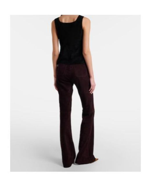 Stouls Purple Laurent Suede Flared Pants