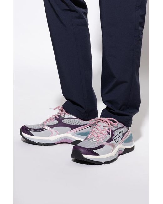 EA7 Gray Mesh Lace-Up Sneakers for men