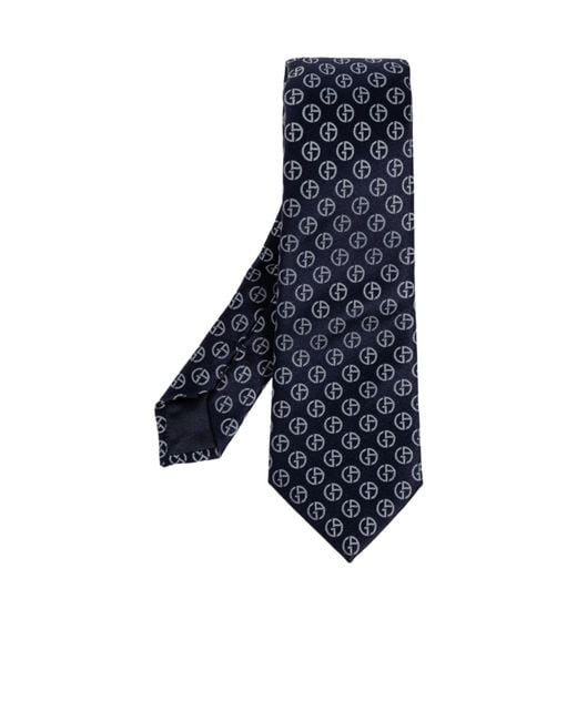 Giorgio Armani Blue Pattern-Jacquard Tie for men