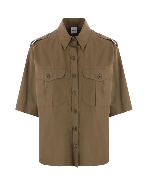 Aspesi Brown Classic Button-Up Top