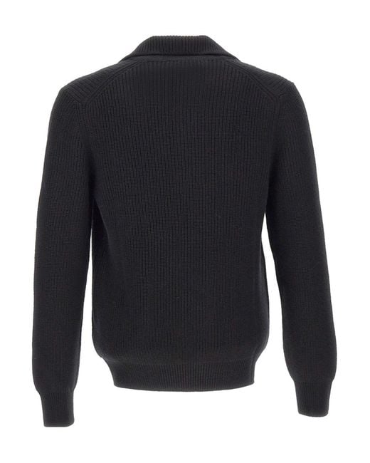 Gran Sasso Blue Long-Sleeve Polo-Collar Sweater for men
