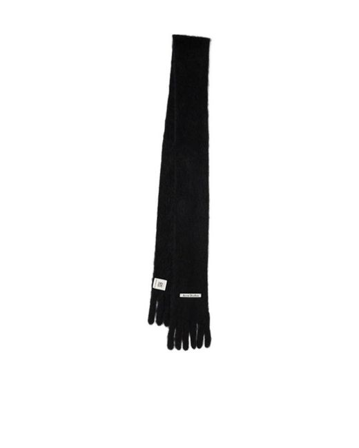 Acne Black Skinny Mohair Blend Scarf