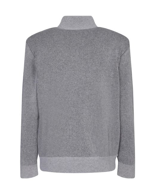 Lardini Gray High-Neck Zipped Cardigan for men