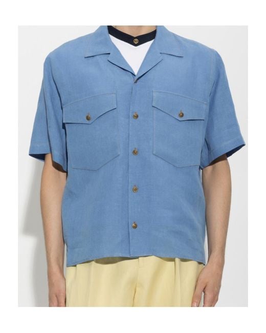 Versace Blue Linen Shirt for men