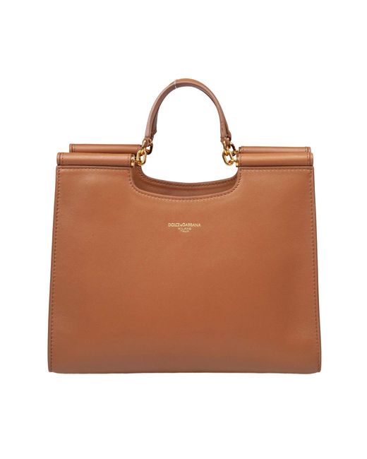 Dolce & Gabbana Brown Small Sicily Shopper Bag
