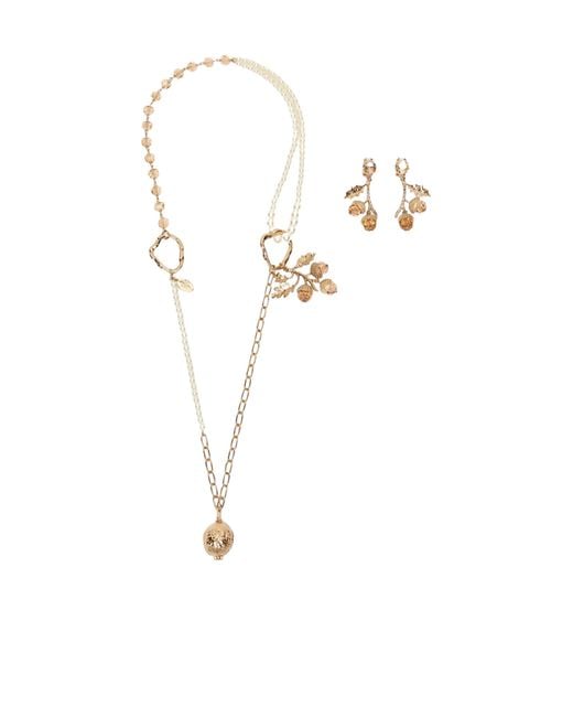 Weekend by Maxmara White Wkaonde Drop Earrings And Charm Necklace