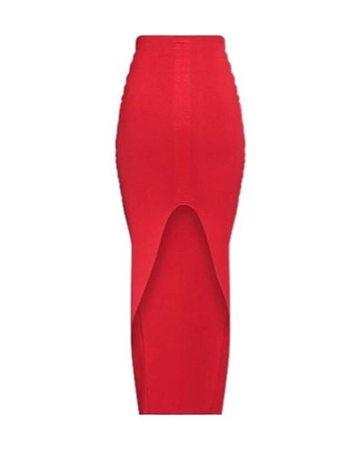 Rick Owens Red Solid-Color Knitted Skirt