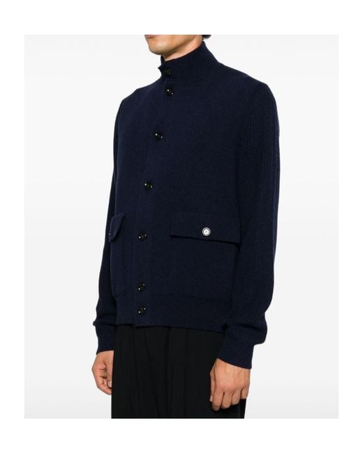 Lardini Blue Button-Up High Neck Jacket for men