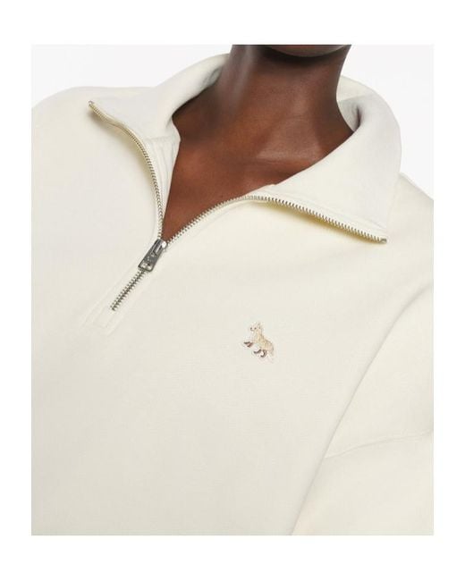 Maison Kitsuné White Maison Kitsuné Baby Fox Patch Half-Zip Sweatshirt