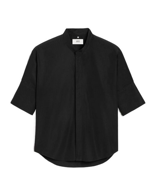 AMI Black Ami Logo Plaque Short-Sleeved Shirt for men